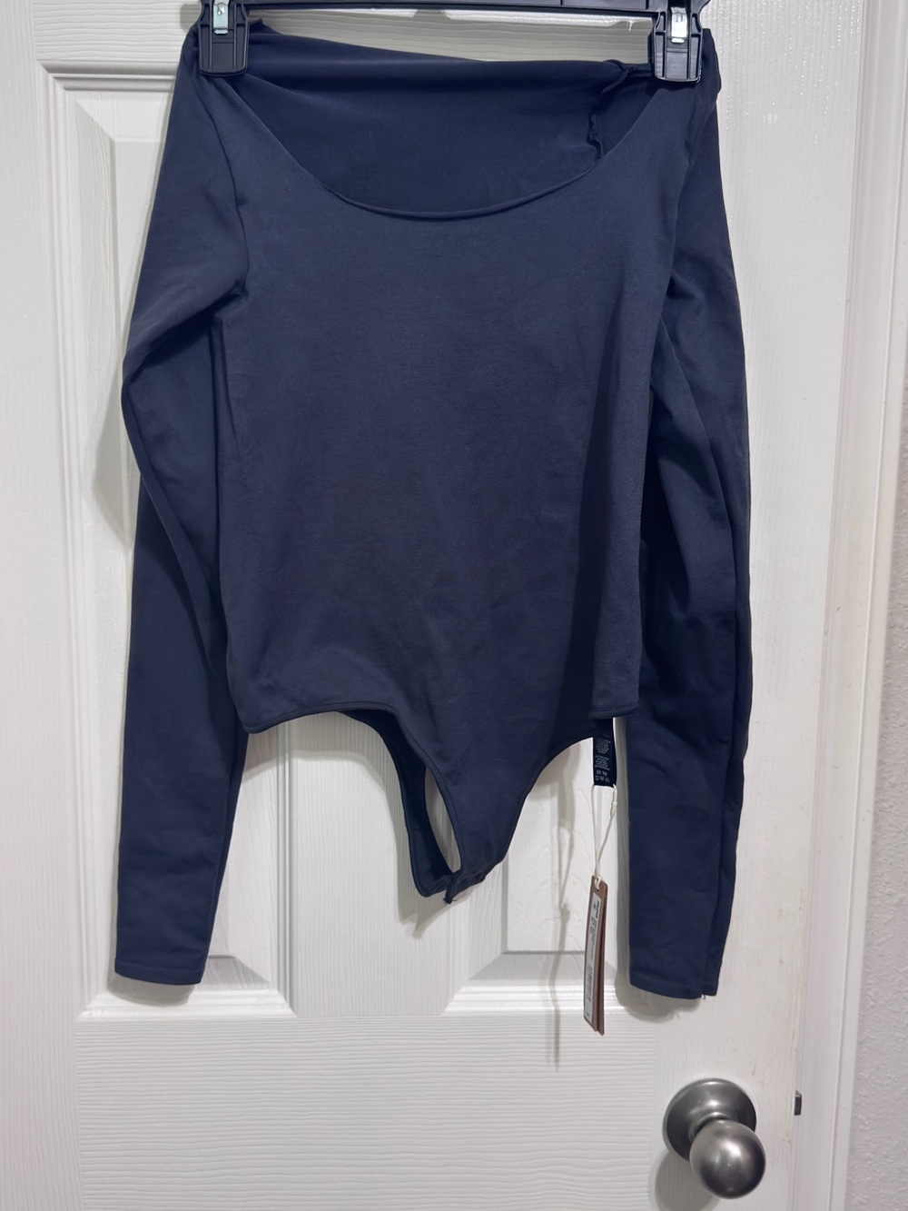 SKIMS Navy Long Sleeve Scoop Neck Bodysuit